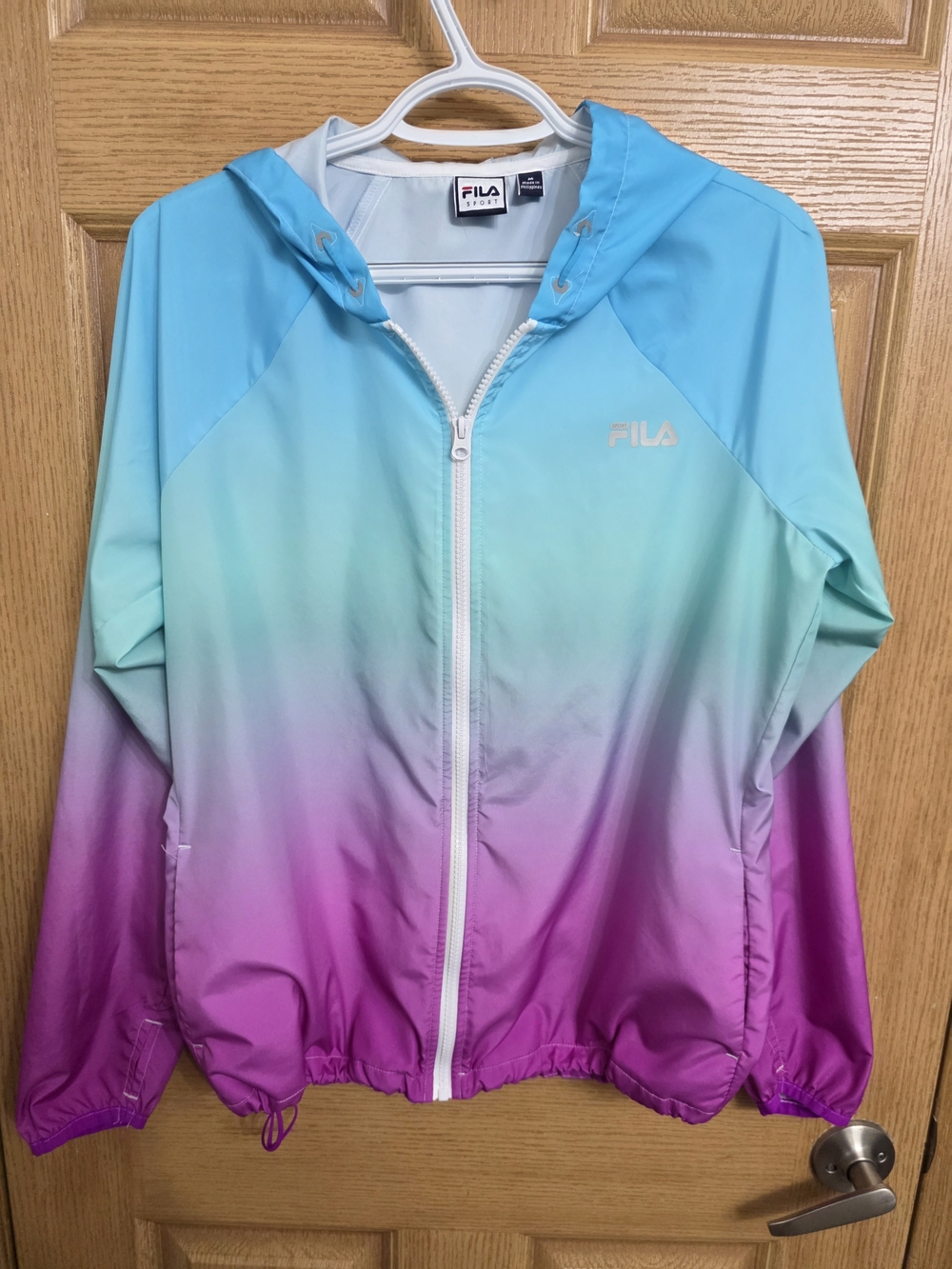 Fila Ombre Aqua to Purple Hooded Windbreaker Jacket